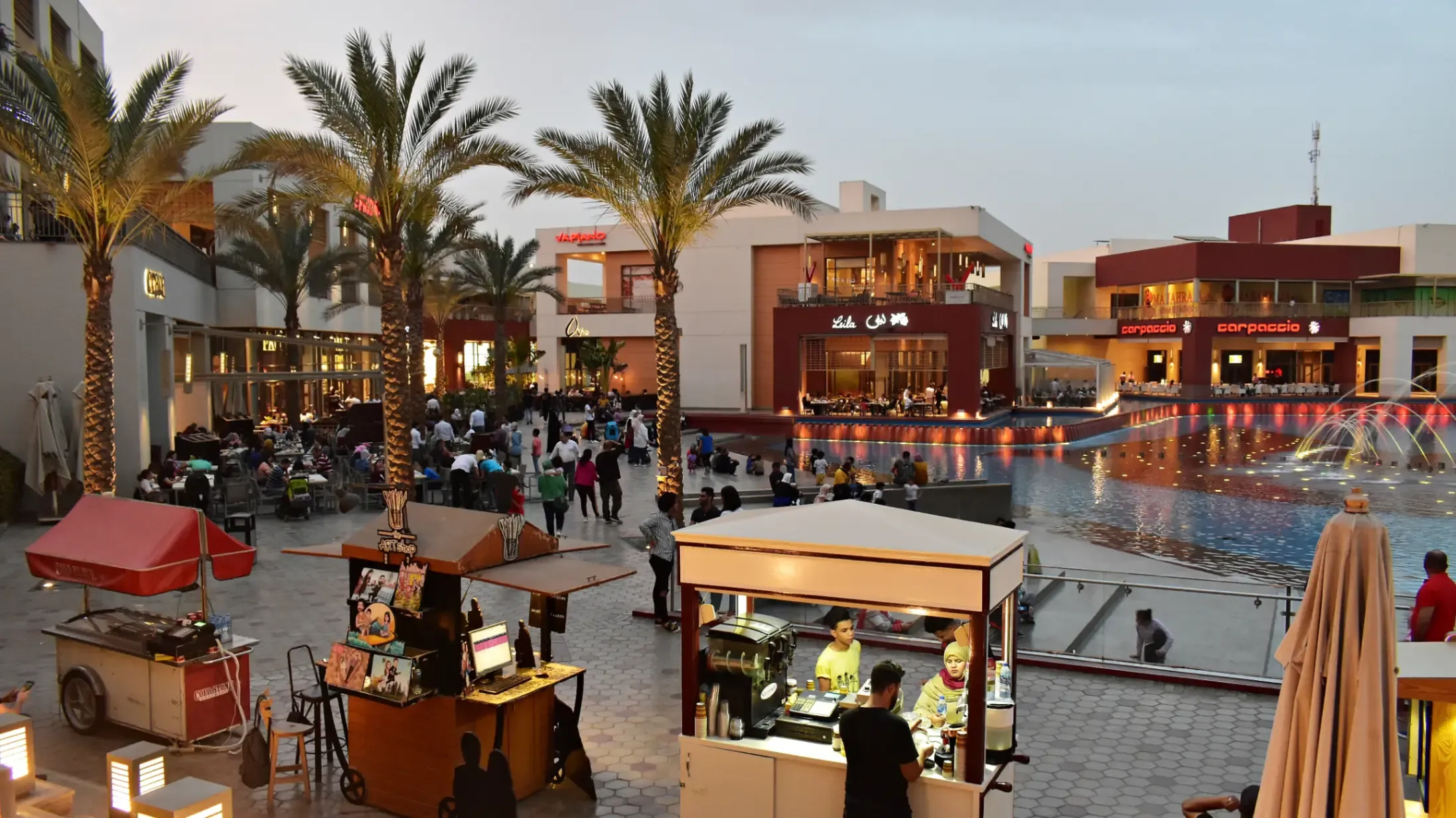 The bustling Village area of the Cairo Festival City Mall in New Cairo, Egypt. 