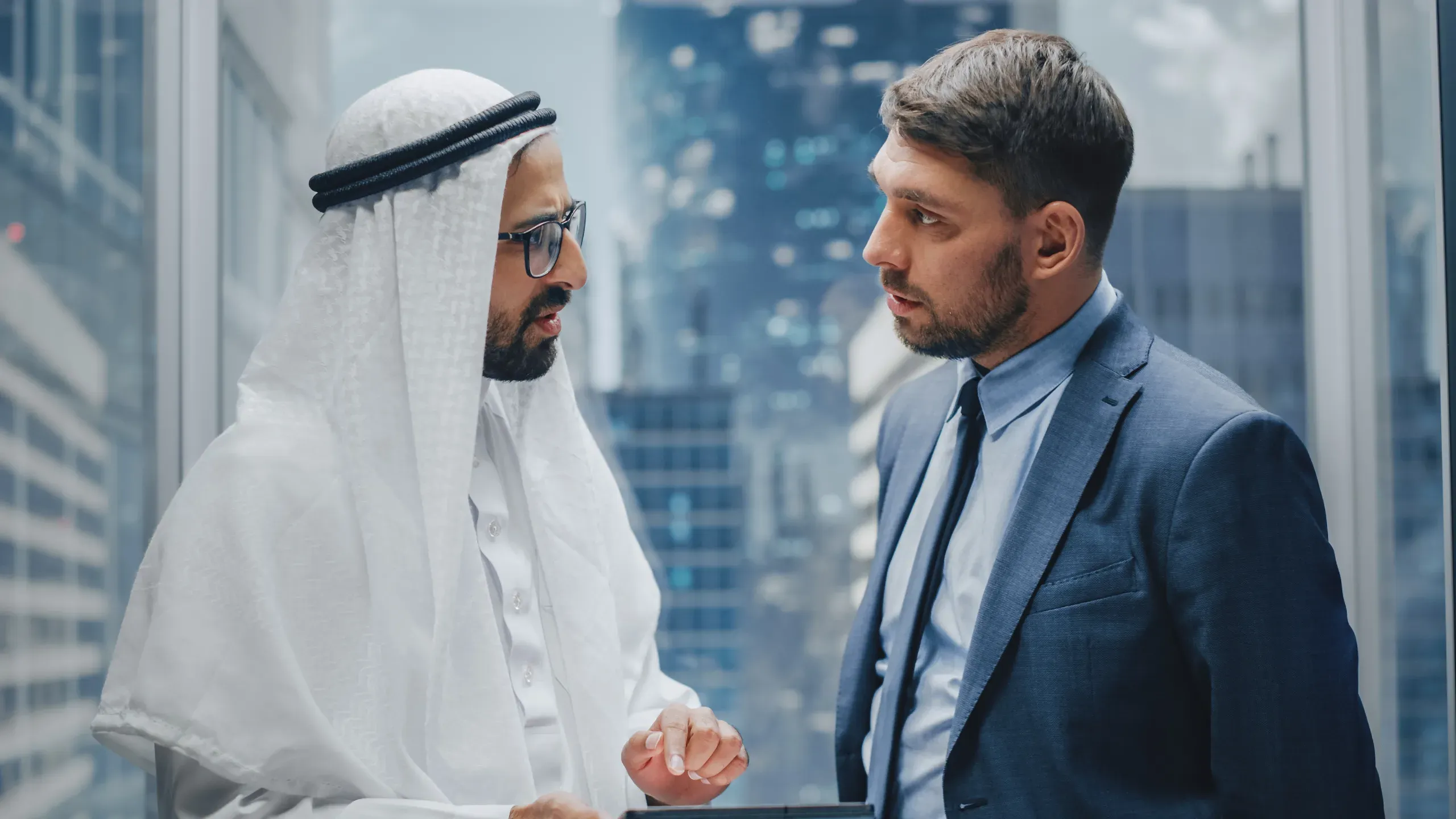 Two businessmen having a discussion. 