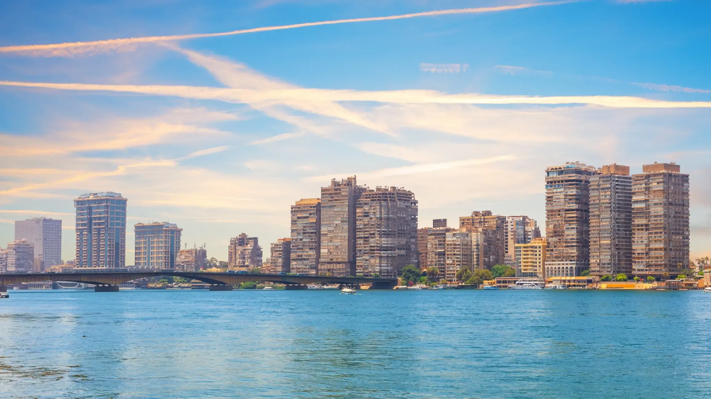 Skyline of Cairo along the Nile. 