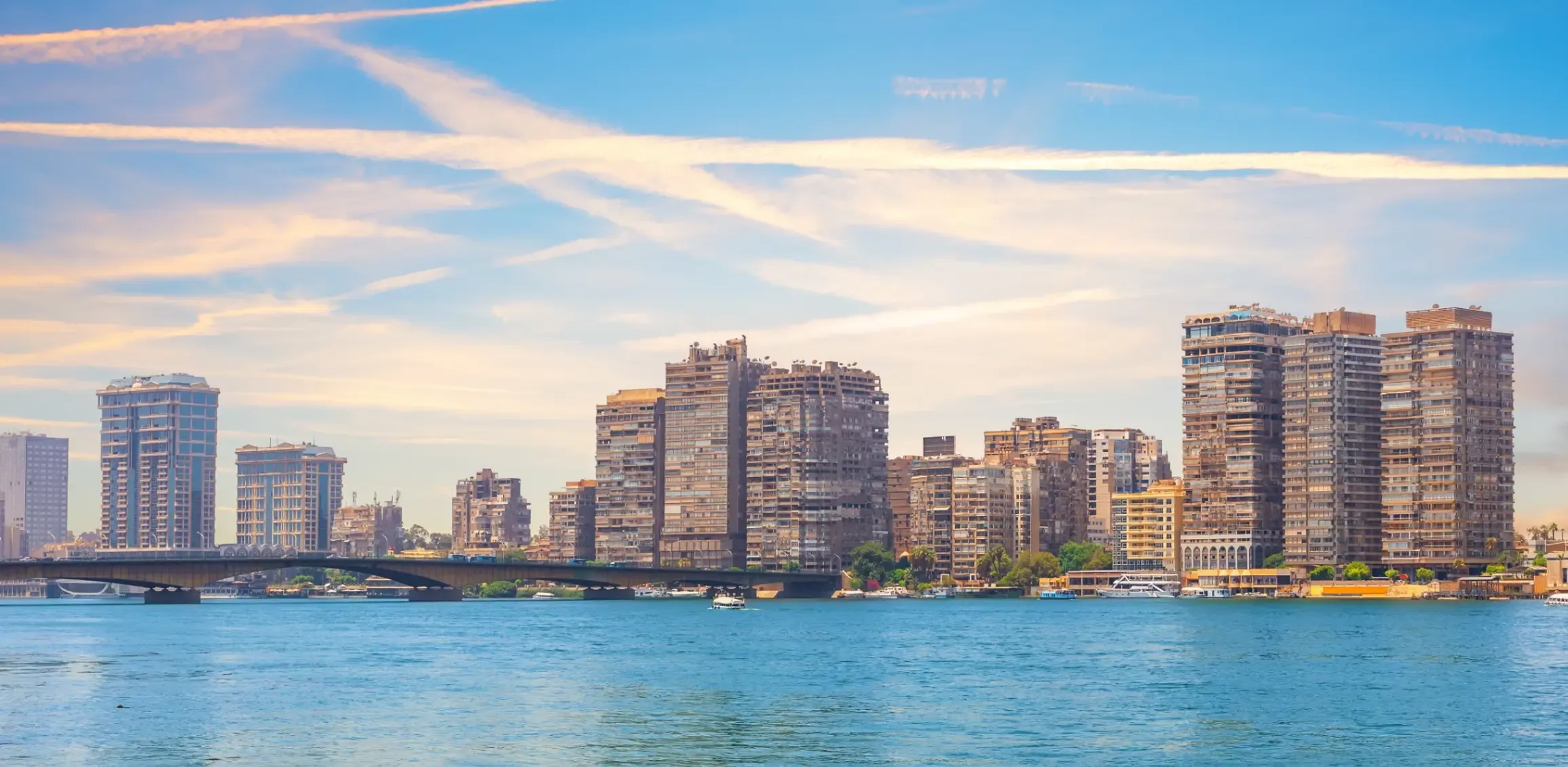 Skyline of Cairo along the Nile. 